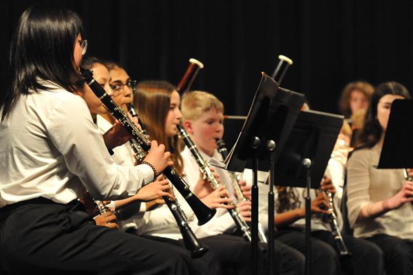 Students performing at the 2023-2024 All County Band Concert